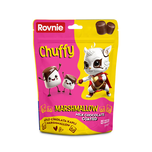 Chuffy Marshmallow Milk Chocolate Coated 50gr 12pack