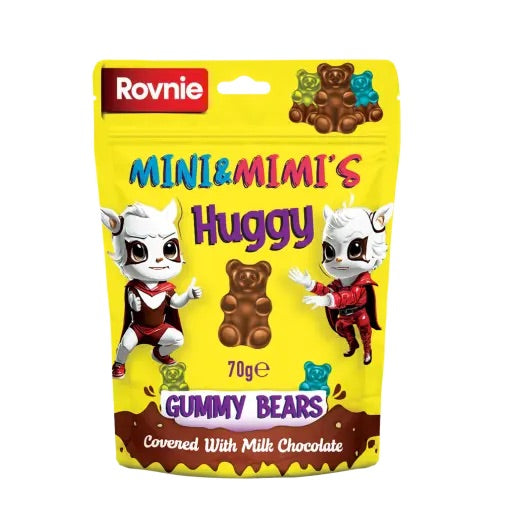 Huggy Milk Chocolate Coated Gummy Bear 70gr 12pack